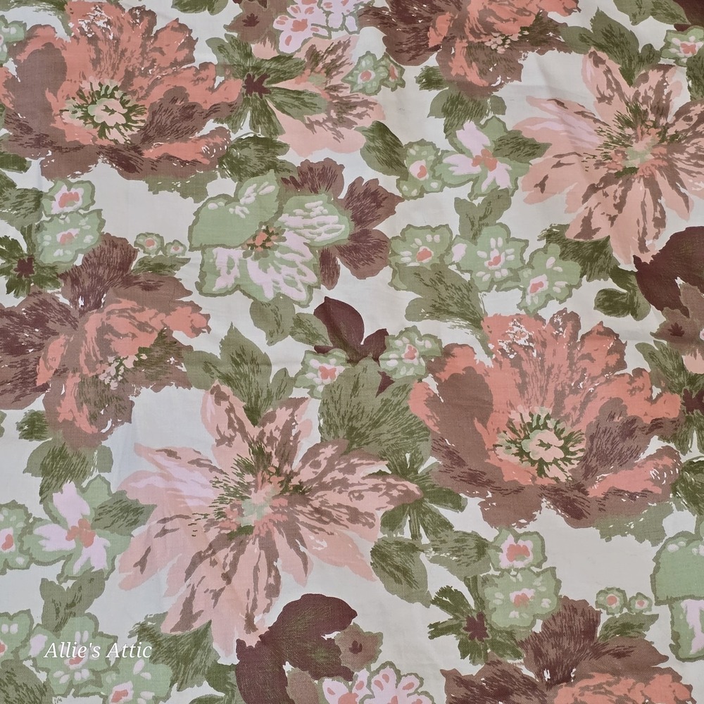 Waverly Montego Upholstery Fabric Vintage Flower Floral Pink Green Brown 8+ Yard